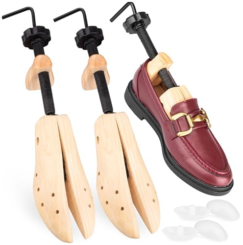 SULPO Schuhspanner aus Kiefernholz für Herren & Damen – 2er Set atmungsaktive Holzschuhspanner – Verstellbare Schraubspanner für optimale Passform & Frische 37-41