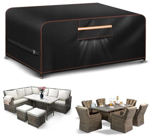 Housse Table De Jardin Avec éVent D’Air 420D Oxford Housse Protection Salon De Jardin Protection Table Exterieur 242x182x100CM Exterieur Impermeable RéSistance Au Vent