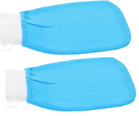 LALADEFIEE 2 Stück-Pack Peelinghandschuhe aus Künstlichen Fasern für Effektives Körperpeeling und Sanfte Reinigung von Brust und Beinen für Dusche und Bad zu Hause