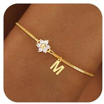 SLOONG Armband Damen Gold, Armband mit Buchstaben M Armbänder Personalisiert Armkette Kinder Schmuck Teenager Mädchen Geschenke 6 7 8 9 10 11 12 Jahre Geburtstag Geschenke für Frauen Mama Freundin