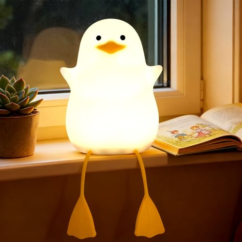 SERIONR Luz Nocturna Infantil, Linda Luz nocturna de Pato, LáMpara de Noche de Silicona con Función Táctil, Luz Nocturna para Niños con Brillo Ajustable, Decoración de Habitación para Niños y Adultos