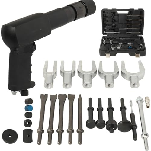 Druckluft-Meißelhammer-Satz | Vibro-Druckluftmeißel 24tlg Air Hammer Kit Schlaghammer Ball Joint Dismantling Hammer mit Meissel 2100BPM für Autoreparaturen Entfernen von Bremsscheiben usw