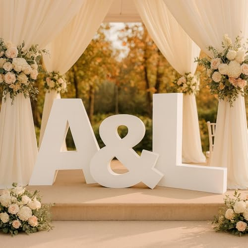 DecoPorex – Letras Gigantes de 1 Metro en Poliespan + Símbolo & | Iniciales Personalizadas en porex de Alta Densidad | Decoración para Bodas, Photocall y Eventos