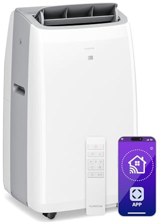 Klarstein Grandbreeze Condizionatore Portatile - 16,000 BTU, per Stanze fino a 82 m², 3-in-1 Raffreddamento, Deumidificatore & Ventilatore, Controllo App & Vocale, Classe A, Kit Finestra, Bianco