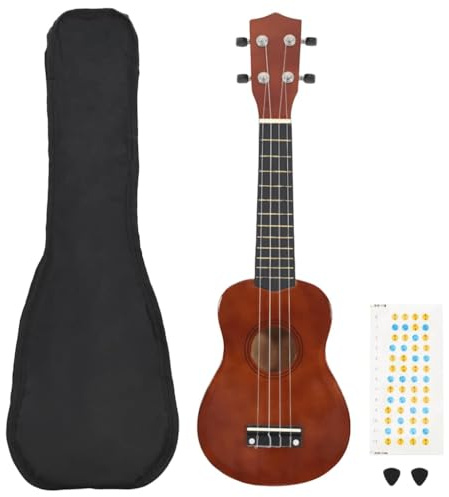 Ziaphsol Ukulélé soprano pour enfants avec sac, 58,4 cm en bois de tilleul foncé, 2 médiators, instrument de musique léger pour l'enseignement, l'apprentissage, les concerts et les déplacements