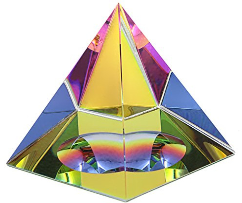 BTSKY kristall iriserande pyramid med presentask (färgglad, 60 mm/2,4 tum)