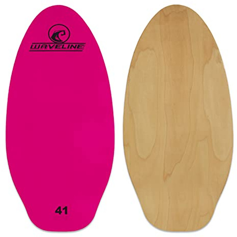 Waveline Neon Wooden Skimboard (Choose Size and Color) (Pink, 41)