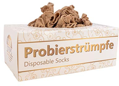 SUN STEPS Probierstrümpfe 144 bis 8000 Stück Einweg Probiersocken Probiersöckchen Hautfarben, für Schuhanprobe Strümpfe Einwegsocken mit Spenderbox, ideal für Schuhgeschäfte und Brautmode