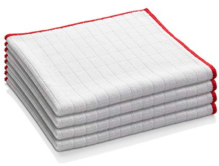 E-Cloth Wash & Wipe Dish Microfiber Cleaning Cloth, 4 Pack, Red