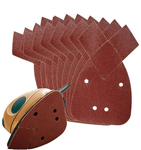 TOOLSTAR Mouse Sander Pads, 170 x 140 x 95mm 60 Grits Mouse Detail Sander Sandpaper Sanding Sheets with Extra 2 Tips for Replacement for Black and Decker Palm Sander (10PCS)
