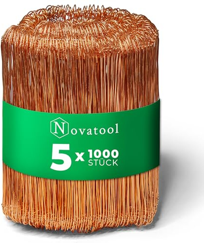 Novatool 5.000 Stück Rödeldraht mit Ösen 1,0 x 200mm Bindedraht verkupfert, robust & langlebiger Drilldraht, Drahtbinder, Ösendraht, Drahtschlinge, Blumendraht, rebdraht floristik, Rödler