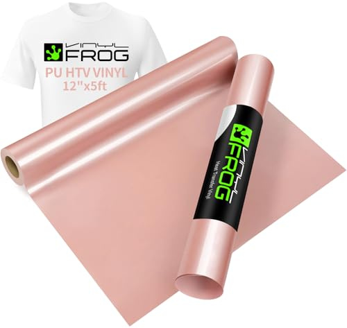 VINYL FROG Plotterfolie Textil Roségold Flexfolie Plotter Textil 30,5cm x 155cm Heat Transfer Vinyl HTV für DIY T-Shirt, Stoffe