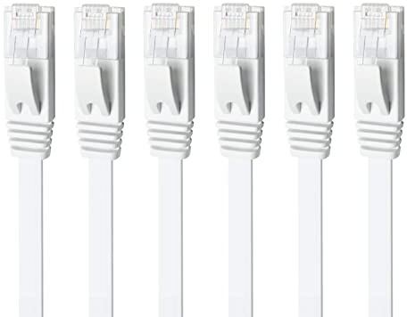 Yauhody Cat 6 Cable Ethernet 1.5m 6piezas, 1000 Mbit/s Alta Velocidad, Cable de Red 1.5metros Cat 6, RJ45 Patch para PS5, Router, Módem, Smart TV, PC, Switch, Portátil (Blanco)