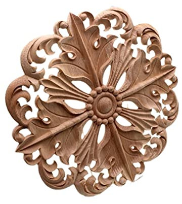 Holzschnitzerei Möbel Dekoration Stil Massivholz Runde Applikation Herz Dekorative Blume Figuren Miniaturen 30cm