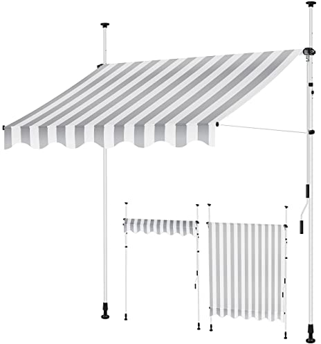 KESSER® Tenda da Sole a Morsetto con manovella per Balcone, Tenda da Sole per Balcone, Regolabile in Altezza, Idrorepellente, Protezione Solare, Copertura per terrazze, Bianco - Grigio, 300cm