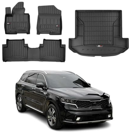OMAC Fußmatten & Kofferraumwanne Set kompatibel mit Kia Sorento Hybrid 2021-2026 Gummi 4tlg
