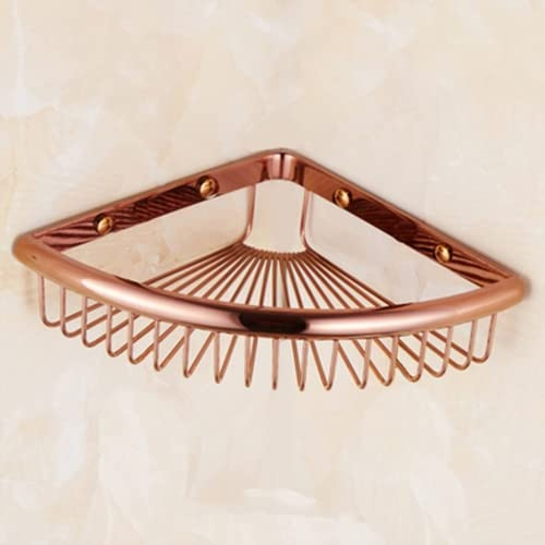 BOCbco Eck-Duschablage, Badezimmerregale, Vintage-Badbeschläge, Gold, 3-Lagig, Eckregal, Chrom, Badezimmer, Messing, Shampoo-Halter-Ecke, Badkorb, Badezimmer-Accessoires/A-Rose Gold