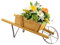 RELAX4LIFE Pflanzschubkarre, Blumenkarre aus Kiefernholz zum Bepflanzen, Gartendeko mit Griff, Rad & 9 Magnetzubehör, Blumentopf für Garten, Terrasse, Hinterhof & Balkon, Natur