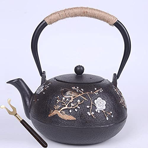 Pot en Fonte Rosefinch sans revêtement, Pot en Fer du sud du Japon, Service à thé Kung Fu avec Fourchette Gratuite-Voir Tableau