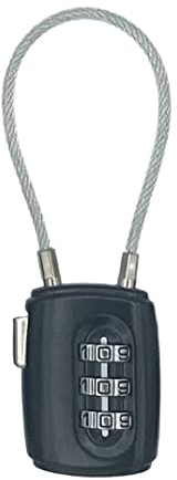 Portable Gadgets 3 Digit Combination Padlock for Travel with Long Loop and Ideal for Suitcase, Backpack, Laptop Bag (Black)