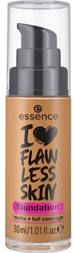 essence I LOVE FLAWLESS SKIN foundation, Nr. 110, Braun, langanhaltend, mattierend, sofortiges Ergebnis, matt, vegan, ölfrei, UVA- und UVB-Filter + SPF 20, ohne Parfüm, 1er Pack (30ml)