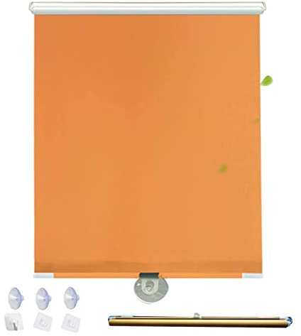 TZYYAO Rollos mit Saugnäpfen,Verstellbare Verdunkelungsvorhänge,Tragbar Sonnenschutzvorhang,Keine Bohrungen Rollladen,Thermorollos,Orange-55×125cm(21.7 * 49.2in)