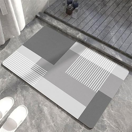 kewing Steinbadematte schnell trocknende Kieselgur super saugfähige Bodenmatte rutschfeste Einfachheit verlegte quadratische Badezimmermatte
