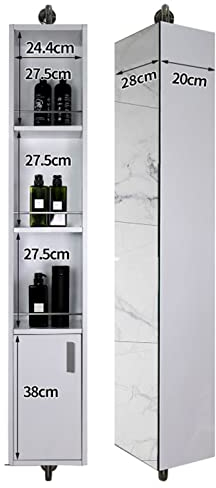 EsEntL Medizinschrank, Badezimmerspiegelschrank, Wandmontage, drehbarer Spiegelschrank aus Edelstahl, Eckschrank, Ganzkörperspiegel, drehbar, mit Schließfach (Farbe: Weiß, Größe: 160 x 28 cm)