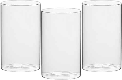 Ezydka 3 Pack Glass Vases for Table Decoration 15cm Glass Cylinder Vase Clear Glass Vases for Candles, Glass Vase for Flowers, Floating Candles, Wedding Table Decoration