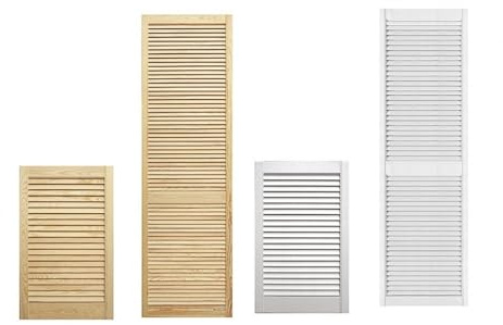 Wooden Louvered Door - Front Cabinet Door - Natural Clear or White - Pine Wood - Cupboard Wardrobe Slatted Doors -D.I.Y (Natural, 606x294mm)