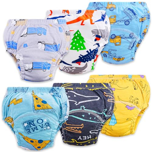 Töpfchen Training Hosen für Jungen,6-packs Kleinkind Training Hosen Baby Training Hosen Baumwolle, Töpfchen Training Unterwäsche Wiederverwendbar (Blau, 4 Jahre)