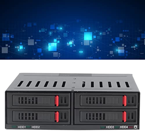 EIMSOAH 4 Bay HDD Cage, Chassis 5.25in Drive Tray SSD Mobile Rack, Quiet Fan, 4 Bay SSD Cage, for Win,Win XP,Win Vista, Win7, Win8.x, Win10, OS10x