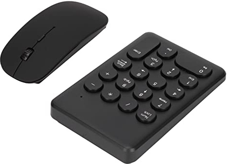 Denash Combo Tastierino Numerico e Mouse Wireless, Tastierino Numerico 18 Tasti 1200 DPI con Mouse Wireless, Tastiera Numerica per contabilità Finanziaria per Laptop