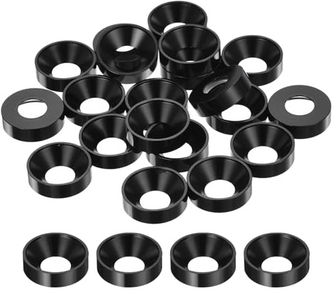 sourcing map 20 Stück M8 Senkkopf-Unterlegscheiben, Aluminiumlegierung, Schraubendichtungen für mechanische Zubehörteile, schwarz