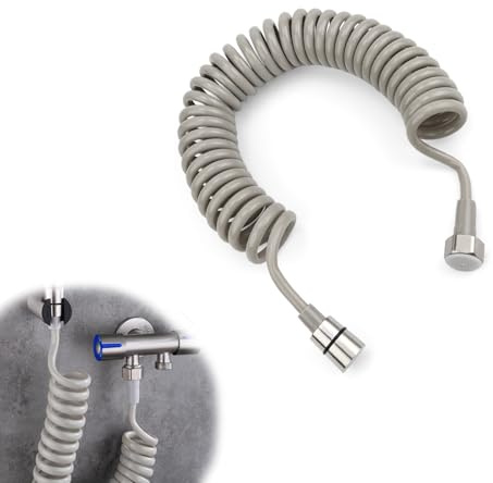 5 m Brauseschlauch, AMONENZ Wasserhahn Schlauch, Edelstahl Versenkbare Spiralschlauch, für Handbrause, Waschbecken Wasserhahn Dusche, Badewannen Sprühpistole, Toilette