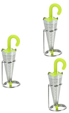 Amosfun 3pcs Green Umbrella Tea Infuser Leaf Strainer Professional Tea Steeper Convenient Home Accessory Quality