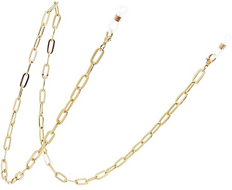 TINEASUR Gesichtsmasken Lanyard aus Metall in Gold – 75cm Brillenkette mit Büroklammer für Maskenhalterung Outdoor Büro