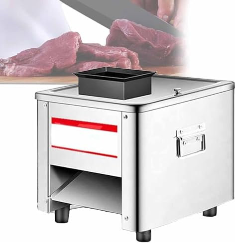 Electric Meat Slicer - Stainless Steel Automatic Fresh Meat Cutting Machine for Boneless Chicken Breast Pork Soft Vegetables - 10MM Slice