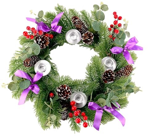 Anillos Y Guirnaldas De Velas Navideñas, Anillos Y Guirnaldas De Velas para Decoraciones Navideñas, Corona De Adviento con Portavelas De Mesa | Centro de Mesa Guirnalda