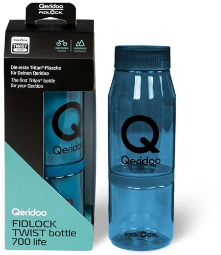 Qeridoo Fidlock Twist Bottle 700 Life Blue | Fahrrad Trinkflasche 700 ml | Aus Tritan® | Magnet-Halterung mit Belt only Technologie | Kompatibel mit allen Twist Bases | robust