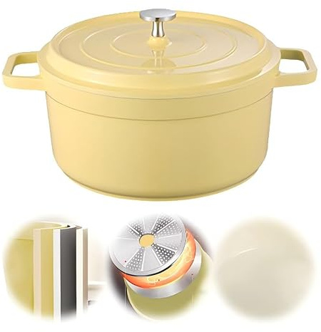 Horno holandés para hornear pan, olla holandesa esmaltada de 5 cuartos con tapa, horno holandés de doble asa para hornear pan, estofar, cocinar, regalos para la familia