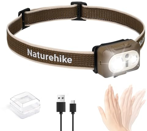 Naturehike LED Ladegerät - 2 LED Stirnlampen, 500 Lumen, 80° einstellbar, IP66 wasserdicht, ultraleicht, wiederaufladbar, superhell für Laufen, Angeln, Camping und Klettern