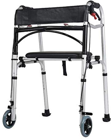 WDWDW Gehhilfe für Senioren Rollator Rollator Faltbarer Reisegehwagen für Senioren, mit Rädern Kompakter Gehwagen Höhenverstellbar Mit Handbremse Gehgestell aus Aluminium