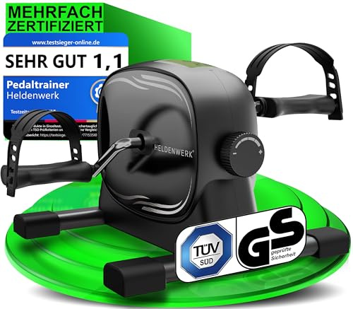 HELDENWERK Pedaltrainer Set - TÜV/GS geprüft NEU 2025 inkl. Befestigungsgurt & Anti-Rutschmatte - Arm- und Beintrainer für Zuhause - Senioren Pedal-Trainer, Heimtrainer