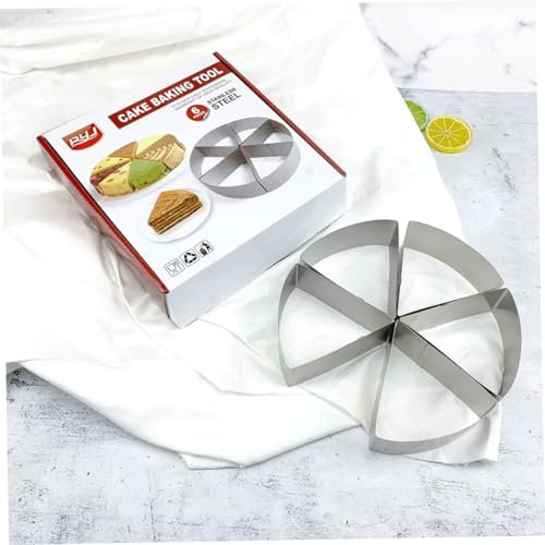 TOPBATHY Molde Cortador De Tartas Redondo y Cortador Triangular De Pasteles De Acero Inoxidable, 6 Piezas, Resistente Al Calor, Reutilizable, Para Repostería y Mousse