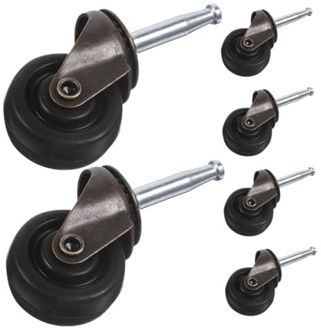 DOITOOL 6 Ruedas Giratorias de Goma y Hierro para Muebles Resistencia al Desgaste y Operación Silenciosa, Ideales para Mesas y Estanterías, Paquete de 6 Piezas