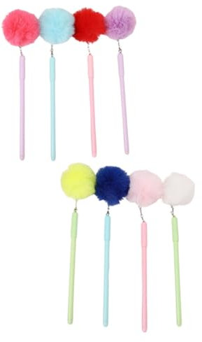 OSALADI 8 Bolígrafos De Peluche Con Pompón Bonitos Bolígrafos De Lujo Para De Brillantes Decorativos De Escritura Útiles Escolares Para