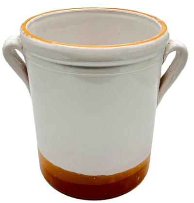 Generico Salatoio Bicolore in Terracotta 22x24 cm – Ciotola con Manici per Sale, Olive, Conserve – Stile Rustico – Fatto a Mano in Italia – Ceramica Alimentare Artigianale