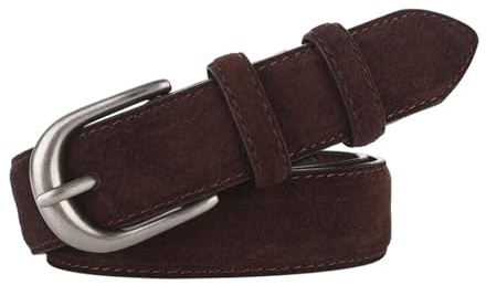 LOVSSU Breiter Freizeitgürtel for Damen aus Wildleder mit silberner Schnalle for Kleider und Jeans