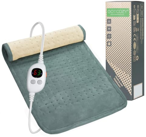 GOTCOZY Heizkissen mit Abschaltautomatik 30x60cm Wärmekissen Grün | Wärmekissen Elektrisch für Rücken Nacken Schulter mit 10 Heizstufen,9 Stunden Timer,Waschbar,Geschenk für Mama & Männer